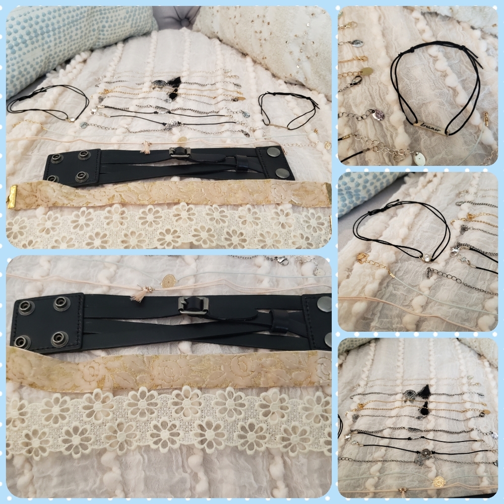 LOT OF 17 CHOKERS AND BRACELETS 💫